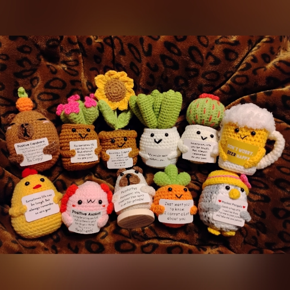 Positive Emotional Crochet Plush $15 Each